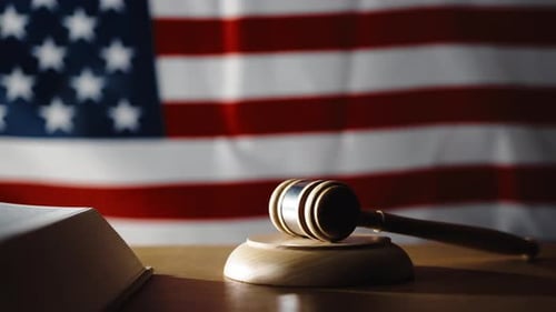 Law Hammer in the Court Room of United States