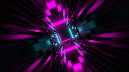 Cyan And Pink Corrugated Neon Strobe Tunnel Background Vj Loop In 4K