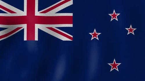 Realistic New Zealand Flag Waving with Fabric Texture Loop