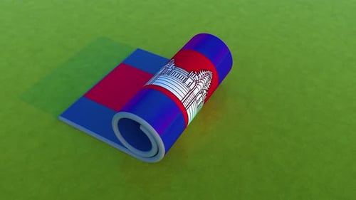 Animated Cambodia Flag Unrolling and Revealing Animation