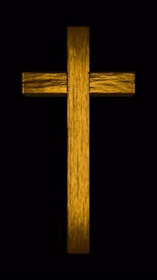 Vertical background golden religious christian cross rotate, 3d render with alpha channel