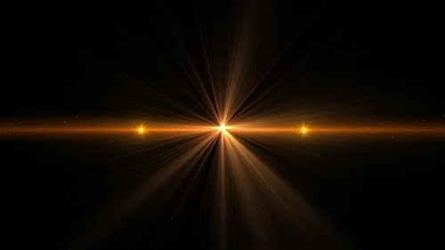 Golden Lens Flare Light Rays with Sparkling Particles Effect