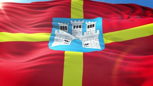 Waving Flag with City Emblem Loop Animation