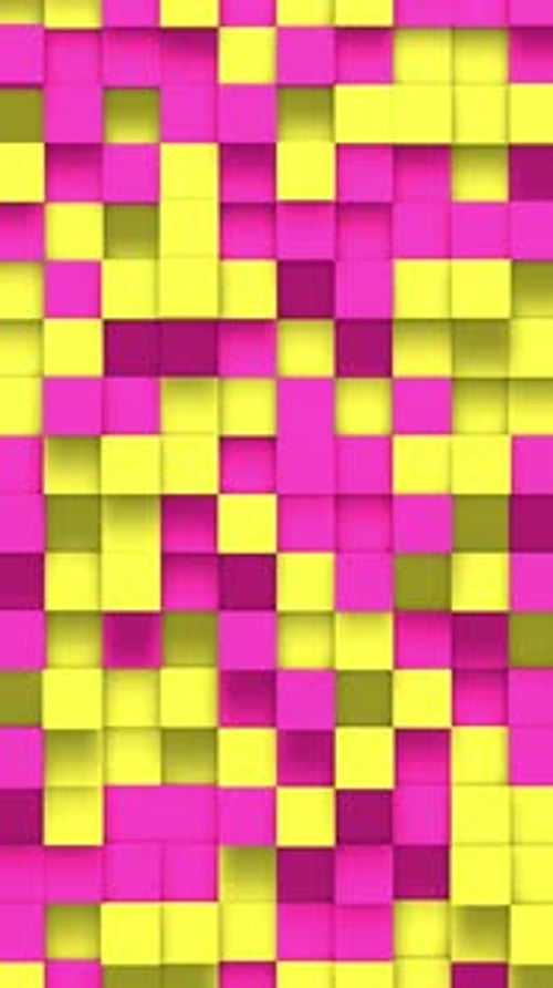Pink yellow small box cube random geometric background