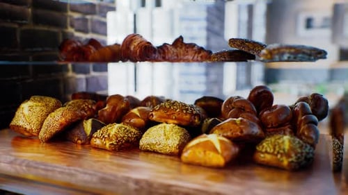 Fresh Bread on Shelves in Bakery