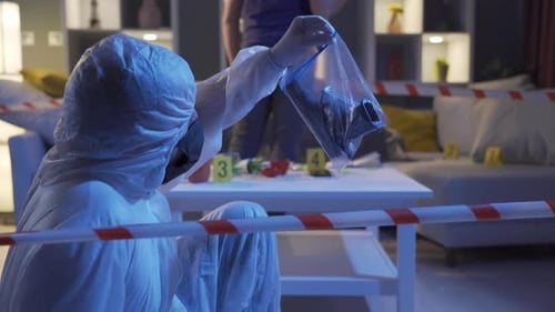 Crime Scene Investigation at Night in a Home