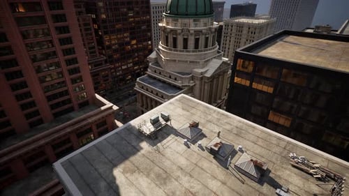 Vista aérea de los techos del edificio del centro de Nueva York