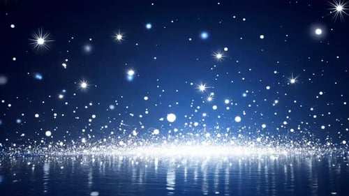 Sparkling Blue Particles and Stars Festive Background Animation