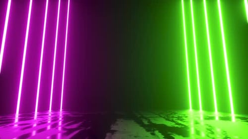 Fondo abstracto de neón moderno y futurista para visualización de Introducción en renderizado 3D de animación negra