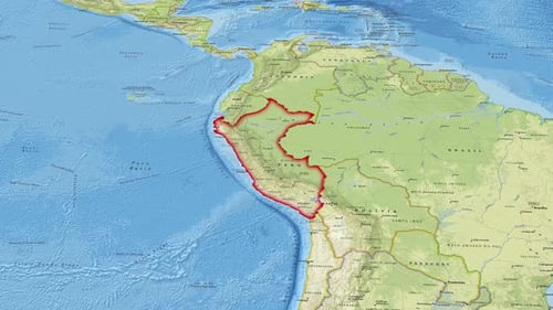 Map Of Peru With An Outline Country Border 4K
