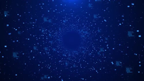 Futuristic Blue Digital Data Tunnel Background Loop