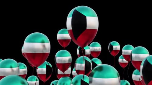 Kuwait Flag On The Flying Balloons
