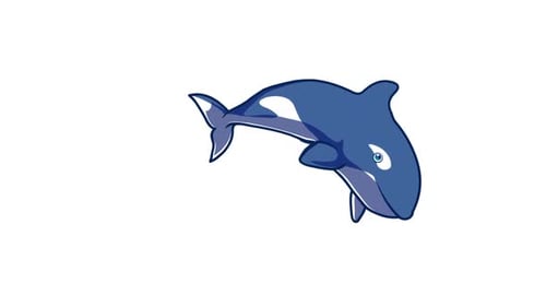 Animation eines springenden Delfinmaskottchens