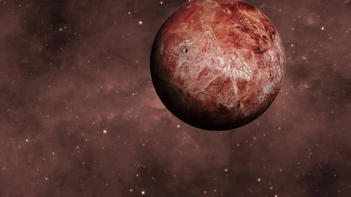 Moving Spinning 3d Makemake Fictional Planet On Space Galaxy