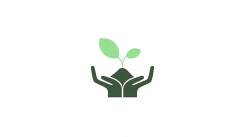 Flat Design Animation of Hands Nurturing a Plant