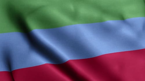 Seamless Loop of Realistic Dagestan Flag Waving with Fabric Texture