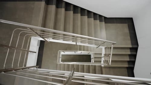 Staircases Spaces Without People View of the Staircases in the Office Building Walking in an Empty