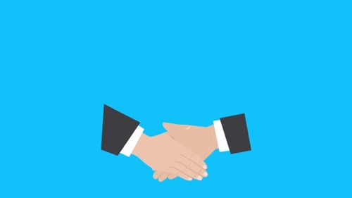 Flat Design Business Handshake and Coin Animation