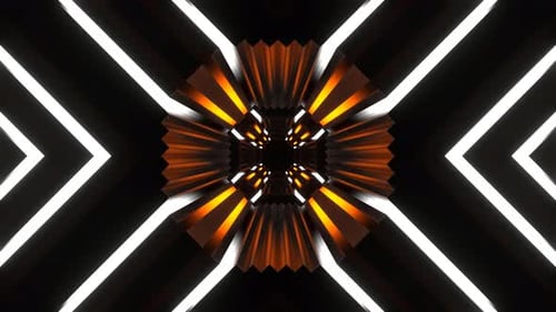 Orange And White Neon Lines Movement Tunnel Background Vj Loop In 4K