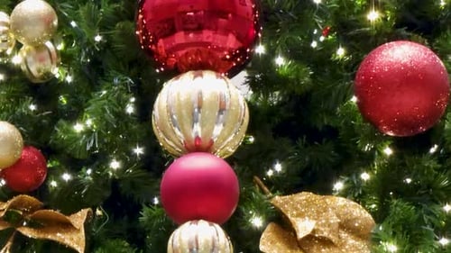 Christmas Tree Ornaments and Sparkling Lights