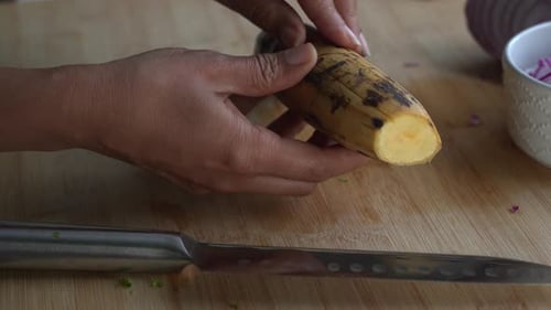 Preparing Plantain for Cooking at Home