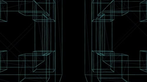 Wireframe Square VJ loop Rising