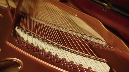 Inside a Grand Piano Grand Piano With Its Lid Removed to Show Inside Close Up