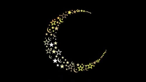 Golden Crescent Moon and Stars Animated Reveal