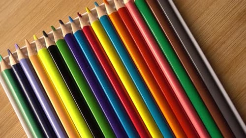Overhead Shot of Set of Colored Pencils