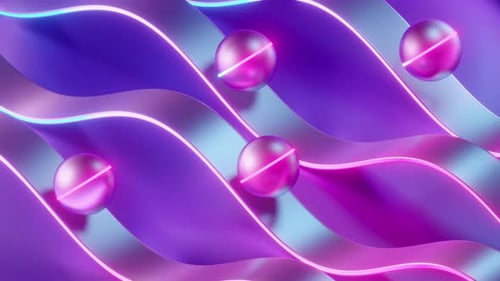 Abstract Neon Waves and Rolling Spheres Loop Background