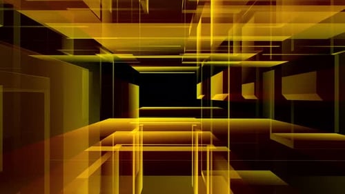 Beweglicher 3D-Hintergrund mit transparentem gelbem Hologramm flacher Oberflächen, Loop-Video, 4k, 60 fps