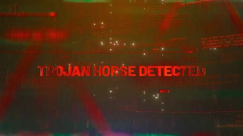 Trojan Horse Detected Digital Glitch Warning Screen Animation