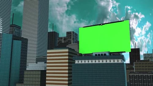 Animation de panneau d'affichage sur écran vert Urban Skyline
