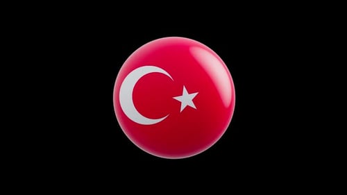 3D Turkish Flag Sphere Rotating Animation