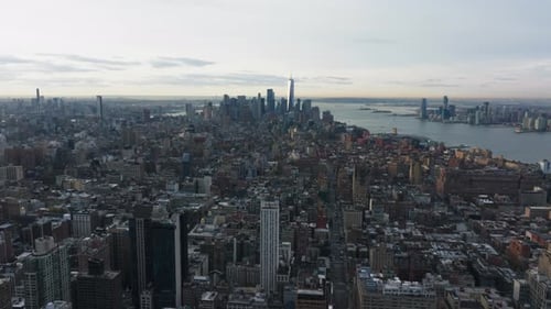 Aerial Views Showcase Lower Manhattan and the Financial District Highlighting the Impressive Skyline