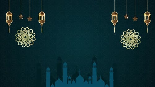 Hanging Golden Ramadan Kareem Festival of Sacrifice for the Muslim Community Islam