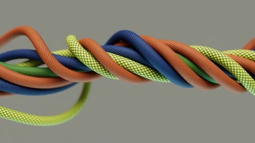 Dynamic Arrangement of Blue, Green and Orange Cords