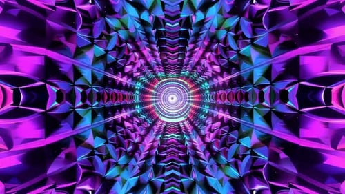 Kaléidoscope géométrique au néon Tunnel Motion Graphic VJ Loop Ba