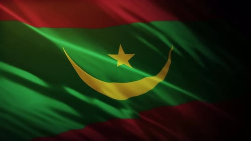 Mauritania National Flag Waving Loop with Realistic Fabric