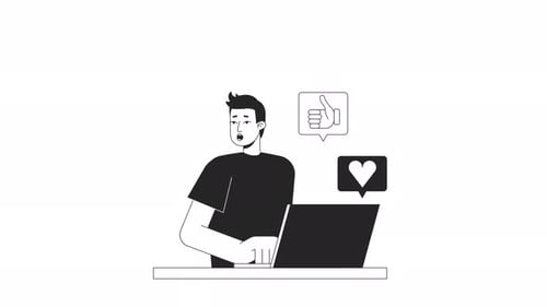 Social Media Overwhelm Bw Animation