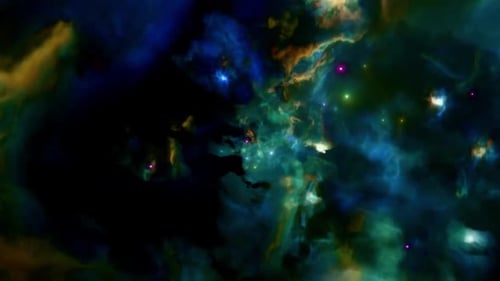 Fluid Abstract Nebula with Twinkling Stars Animation