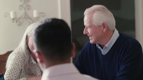 Senior Couple Meeting With Young Adult