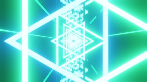 Neon Sky Blue And Mint Green Vj Loop Background With Rotated Triangles