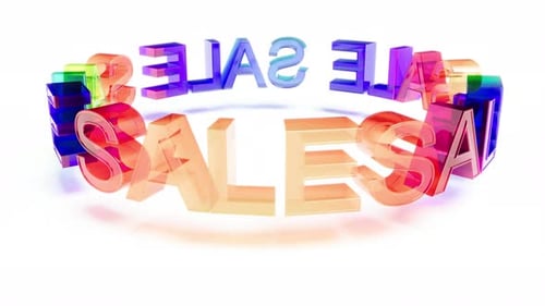 Colorful Glossy 3D Sale Text Rotation