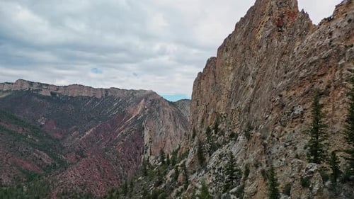 Flying along cliffs at Windy Ridge near Flaming Gorge Utah