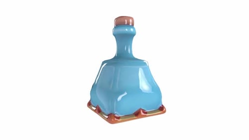 Stylized Blue Bottle with Unique Design