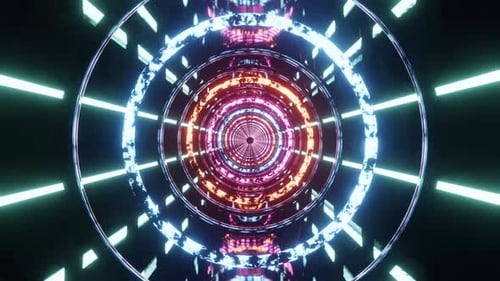 Light Sided Sci Fi Vj Loop Background With Blue And Purple Circle 4K