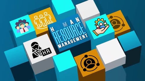 Human Resource Management Animated Cubes with Icons