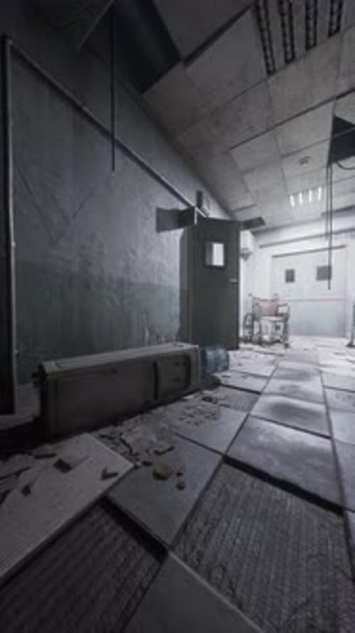 Abandoned Hospital Room With Tile Flooring