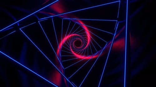 Blue And Red Glowing Spiral Tunnel Background Vj Loop In 4K